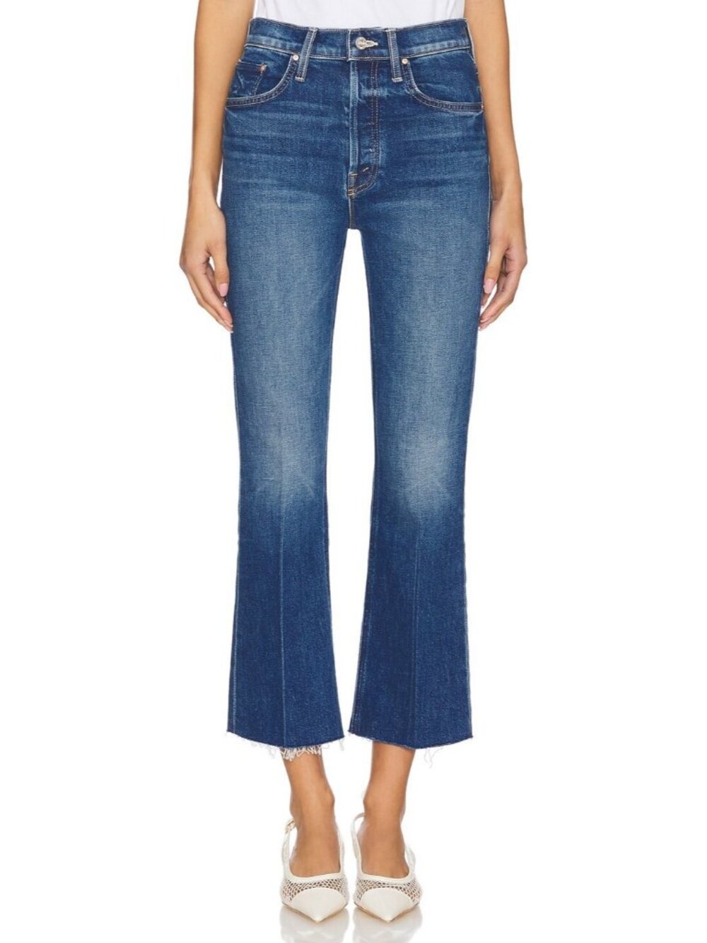 NWT Mother Tripper Ankle Fray in It's A Small World High Rise Crop Jeans 24
